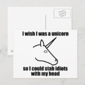 Ich wünschte, ich wäre ein Einhorn Postkarte (Vorne/Hinten)