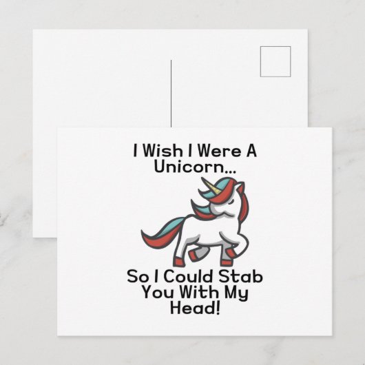 Ich wünschte, ich wäre ein Einhorn Postkarte (Vorne/Hinten)