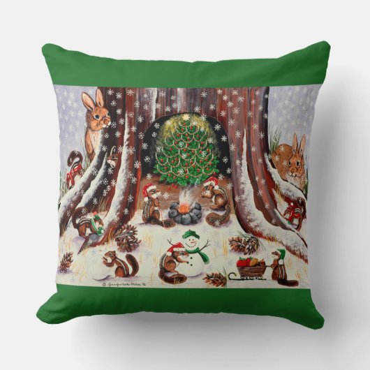 Ich wünschte, wir wären eingeladen, ein grünes Kis Kissen (Vorderseite)