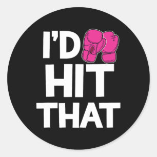Ich würde das Kickboxing Boxen Funny Pink Gloves s Runder Aufkleber