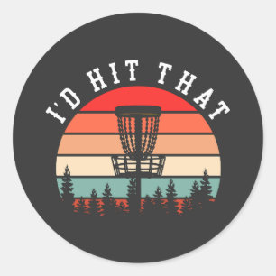 Ich würde das treffen   Funny Retro Disk Golf Runder Aufkleber