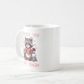 „Ich würde dich über Müll wählen“ Süßer Waschbär-V Kaffeetasse (Vorderseite Links)