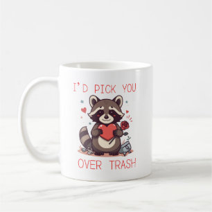 „Ich würde dich über Müll wählen“ Süßer Waschbär-V Kaffeetasse