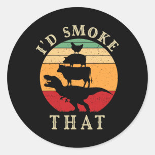 Ich würde diese lustige Grillen rauchen, Vintag Fl Runder Aufkleber