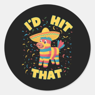 Ich würde diesen Pinata lustig treffen Cinco De Ma Runder Aufkleber