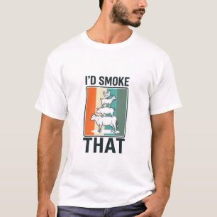 Ich würde dieses Vintage-BBQ-Landwirtschaftstiere- T-Shirt