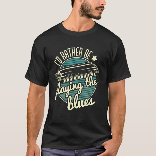 Ich würde eher die Blues Harmonica Player H spiele T-Shirt (Vorderseite)