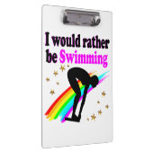 ICH WÜRDE eher SCHWIMMEN PINK RAINBOW DESIGN Klemmbrett (Rechts)