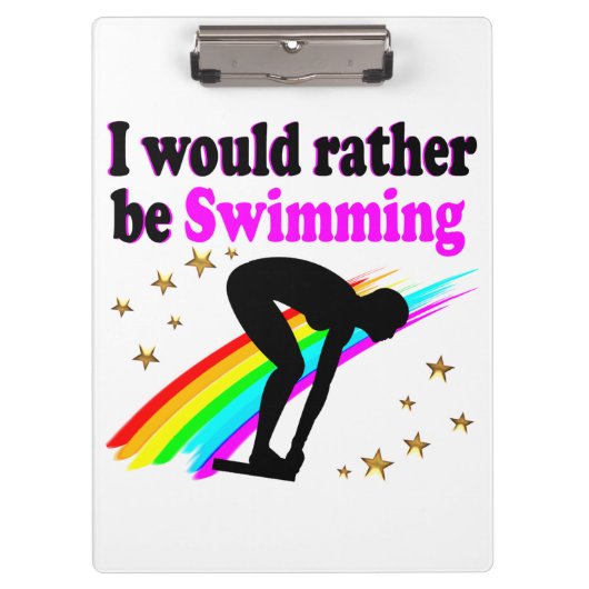 ICH WÜRDE eher SCHWIMMEN PINK RAINBOW DESIGN Klemmbrett (Vorderseite)