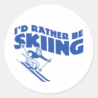 Ich würde eher Ski fahren (männlich) Runder Aufkleber