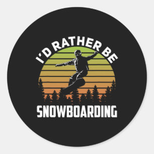 Ich würde eher Snowboarden Retro Sunset Winter Nov Runder Aufkleber