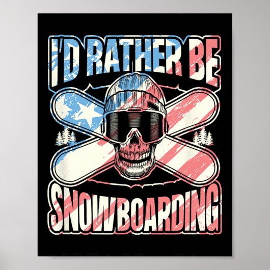 Ich würde eher Snowboarden Skull Snowboarder Slope Poster (Vorne)