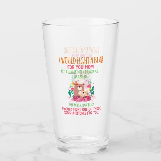 Ich würde einen Bären für dich kämpfen Mama Glas (Rückseite)