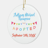 Ich wurde Fahnen-Gewohnheit Name-Datum adoptiert Keramik Ornament (Links)