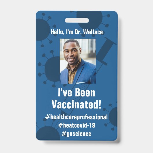 Ich wurde für Covid-19, Deep Blue geimpft Ausweis (Vorderseite)