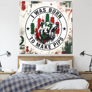 Ich wurde geboren, um Pips rot grün Grunge Bär zu Leinwanddruck