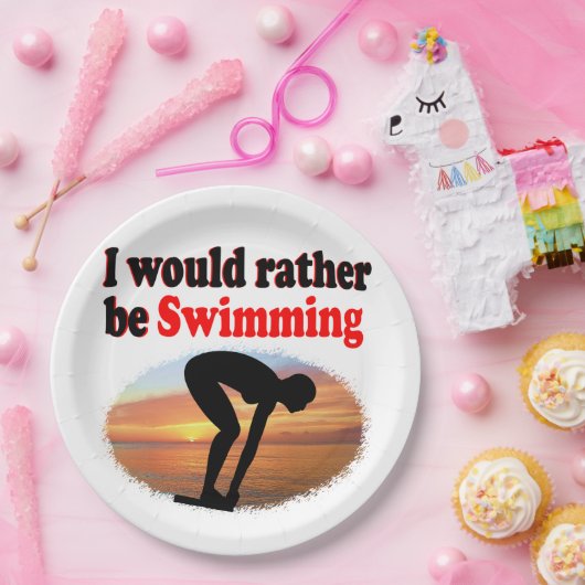 ICH WÜRDE GERADE SCHWIMMEN PAPPTELLER (Party)