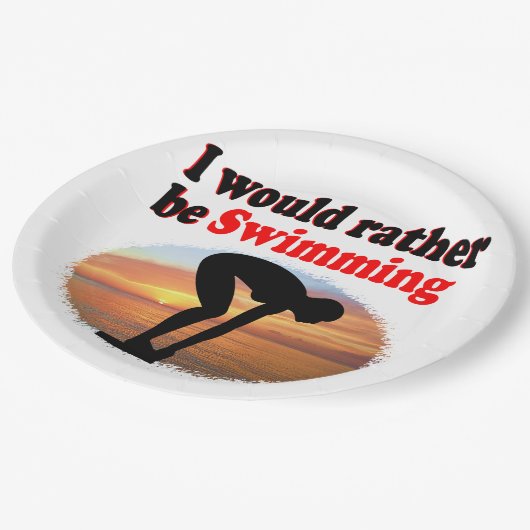 ICH WÜRDE GERADE SCHWIMMEN PAPPTELLER (Schrägansicht)