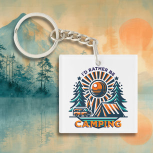 Ich würde lieber campen - Vintage Vibes Schlüsselanhänger