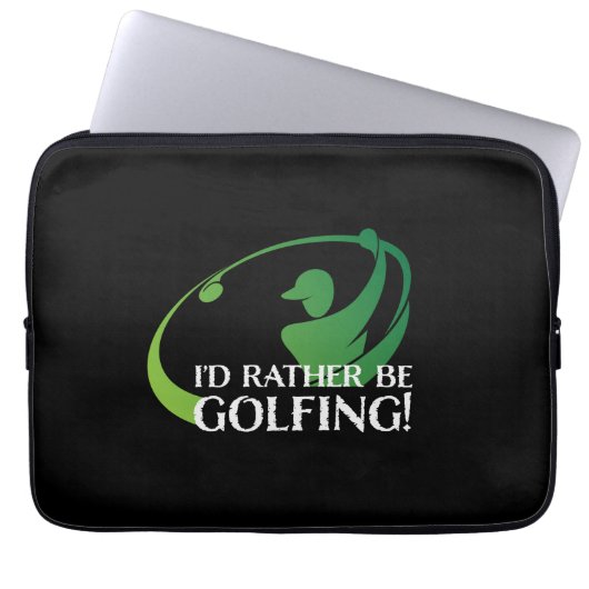 Ich würde lieber das Golfer Sports Black Golf spie Laptopschutzhülle (Vorderseite)