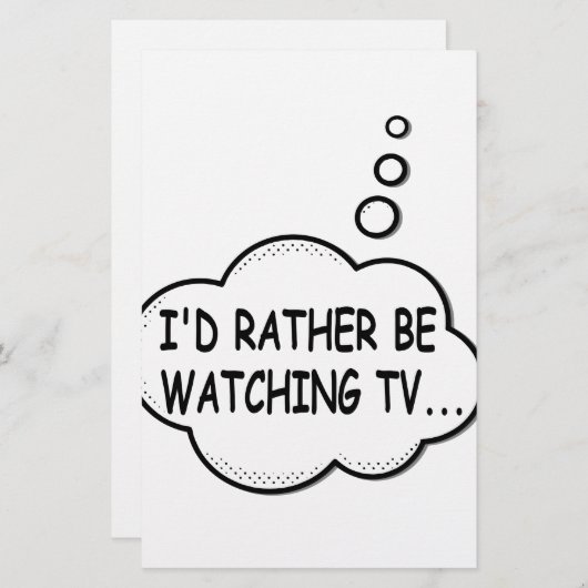 Ich würde lieber fernsehen briefpapier (Vorne/Hinten)