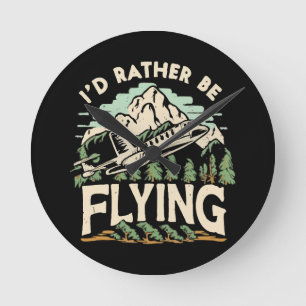 Ich würde lieber fliegen. Flugzeug Runde Wanduhr