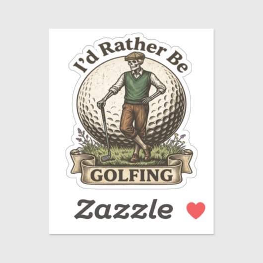 Ich würde lieber Golf spielen Aufkleber (Blatt)