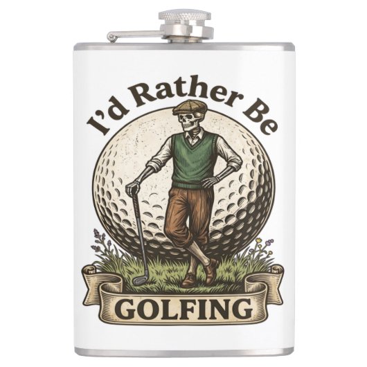 Ich würde lieber Golf spielen  Flachmann (Vorderseite)