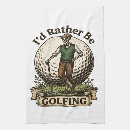 Ich würde lieber Golf spielen  Geschirrtuch (Vertikal)