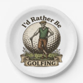 Ich würde lieber Golf spielen Pappteller (Vorderseite)