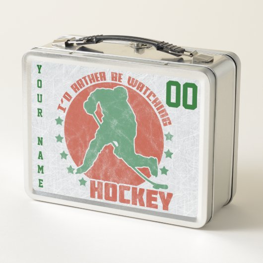 Ich würde lieber Hockey sehen, Custom Metall Lunch Box (Rückseite)