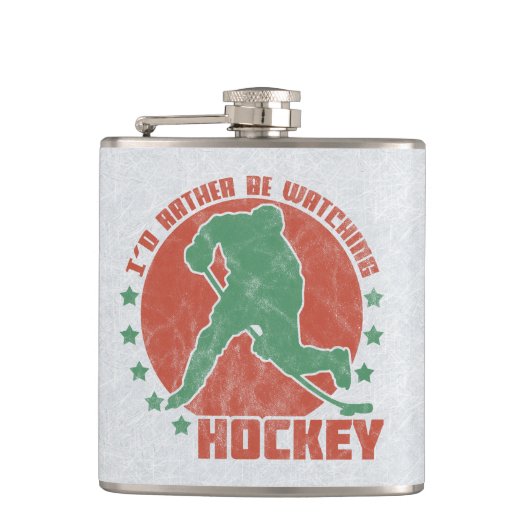 Ich würde lieber Hockey sehen Flachmann (Vorderseite)
