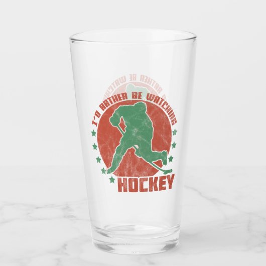 Ich würde lieber Hockey sehen Glas (Vorderseite)