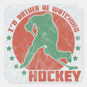 Ich würde lieber Hockey sehen Quadratischer Aufkleber
