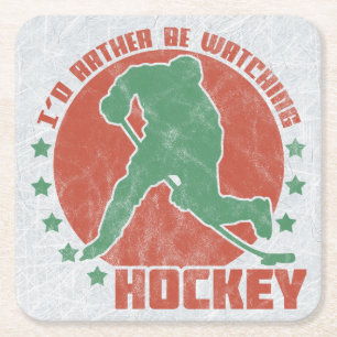 Ich würde lieber Hockey sehen Rechteckiger Pappuntersetzer