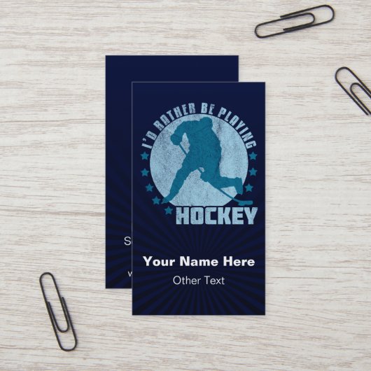 Ich würde lieber Hockey-Visitenkarten spielen Visitenkarte (Vorderseite/Rückseite Beispiel)