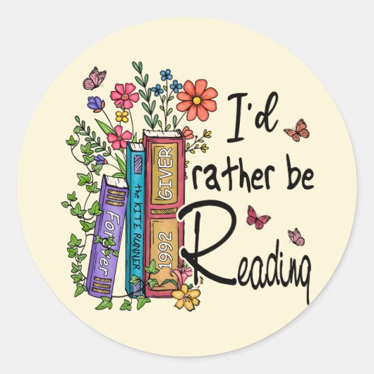Ich würde lieber lesen runder aufkleber (Vorderseite)