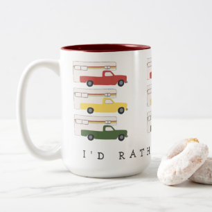 Ich würde lieber mit einem Wohnmobil unterwegs sei Zweifarbige Tasse