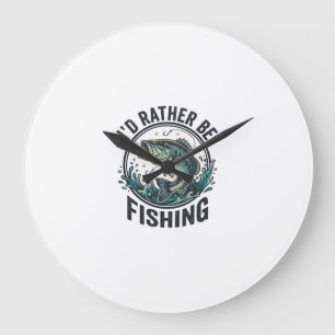Ich würde lieber mit Vintage-Bass-Angler-T-Shirt a Große Wanduhr