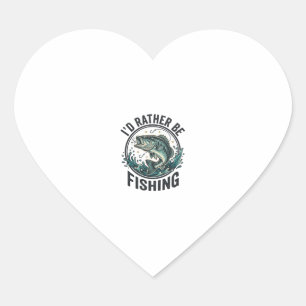Ich würde lieber mit Vintage-Bass-Angler-T-Shirt a Herz-Aufkleber