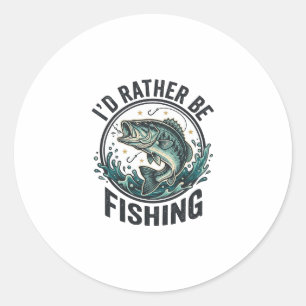 Ich würde lieber mit Vintage-Bass-Angler-T-Shirt a Runder Aufkleber