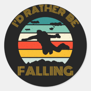 Ich würde lieber mit Vintage-Fallschirmspringen fa Runder Aufkleber