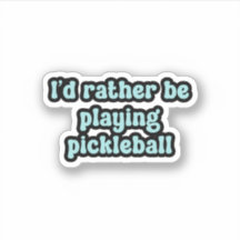 Ich würde lieber Pickleball Blue Retro Text spiele