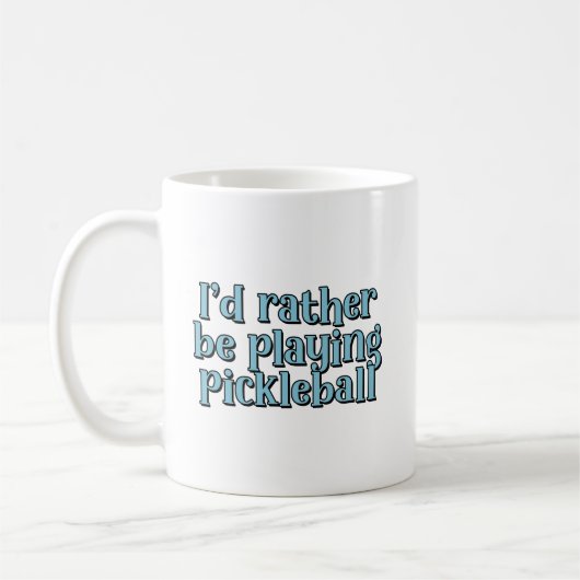 Ich würde lieber Pickleball Blue Retro Text spiele Kaffeetasse (Links)