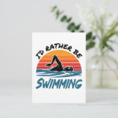 Ich würde lieber Retro schwimmen schwimmen Postkarte (Stehend Vorderseite)