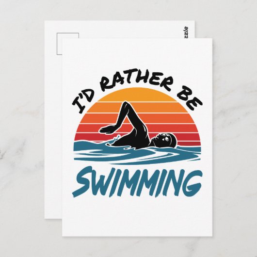 Ich würde lieber Retro schwimmen schwimmen Postkarte (Vorne/Hinten)
