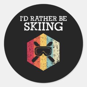 Ich würde lieber Ski fahren Retro Vintage Ski Lust Runder Aufkleber