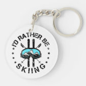 Ich würde lieber Ski fahren Schlüsselanhänger (Rückseite)