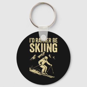 Ich würde lieber Ski fahren - Skifahren Bergsilhou Schlüsselanhänger