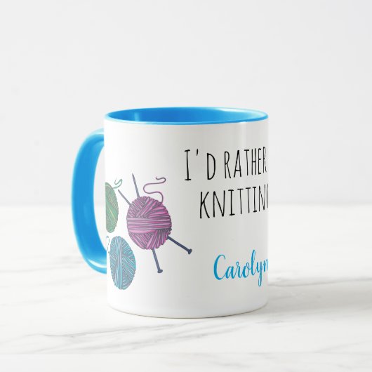 Ich würde lieber Stricken, personalisiert Tasse (Vorderseite Links)